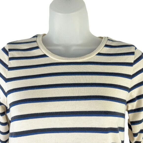 Marine Layer Gigi Long Sleeve Crew Neck Dress Small Ivory Navy Black W/Pockets - Picture 4 of 12